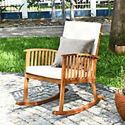 Costway Outdoor Acacia Garden Wood Rocking Chair