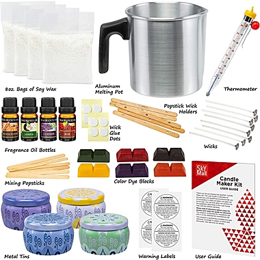 SkyMall Candle Making Kit, DIY Starter Candle Maker Set Includes Melting Pot, 5oz Soy Wax & More. View a larger version of this product image.