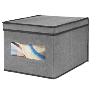 mDesign Large Fabric Closet Storage Box with Front Window/Lid, 8 Pack. View a larger version of this product image.