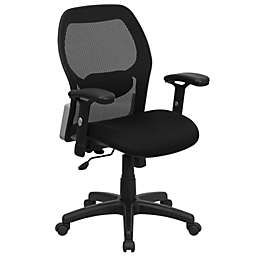 Emma + Oliver Mid-Back Black Mesh Executive Swivel Office Chair with Adjustable Lumbar & Arms