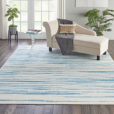 Jubilant JUB04 Blue Area Rug Coastal Contemporary Striped By Nourison Blue 7&#39; x 10&#39;. View a larger version of this product image.