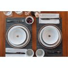 Alternate image 1 for Jurassic Park Logo 16-Piece Ceramic Dinnerware Set Replica   Movie-Authentic Dinosaur Dish Set   Includes Dinner Plates, Salad Plates, Soup Bowls, Mugs   Place Setting For 4