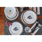 Alternate image 3 for Jurassic Park Logo 16-Piece Ceramic Dinnerware Set Replica   Movie-Authentic Dinosaur Dish Set   Includes Dinner Plates, Salad Plates, Soup Bowls, Mugs   Place Setting For 4