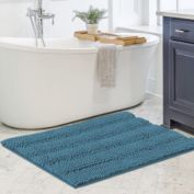 PrimeBeau Luxury Chenille Bathroom Rug Mat Non Slip Extra Soft and Absorbent Shaggy Rug, Turquoise,  20" x 32"