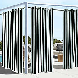 Commonwealth Outdoor Decor Coastal Stripe UV Protected Printed Top Panel With 8 Gun Metal Grommets - 50x96