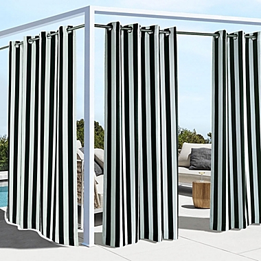 Commonwealth Outdoor Decor Coastal Stripe UV Protected Printed Top Panel With 8 Gun Metal Grommets - 50x96" - Black. View a larger version of this product image.
