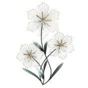 HomeRoots Home Decor Silver and Blue Tri-Flower Metal Wall Decor - 321381