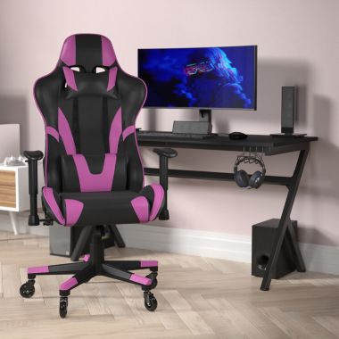 Flash Furniture X20 Gaming Chair Racing Office Computer PC Adjustable Chair  with Reclining Back and Transparent Roller Wheels in Purple LeatherSoft |  Bed Bath & Beyond