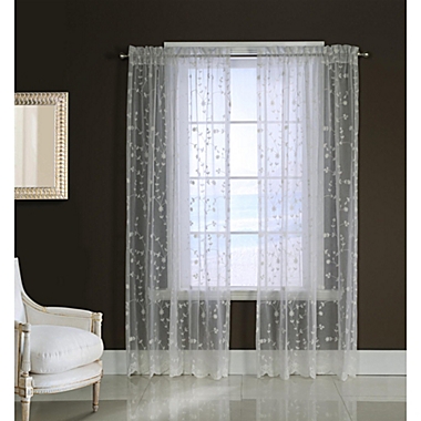 Commonwealth Habitat Grandeur Deep Scalloped Embroidery Pole Top Window Panel - 52x63" - White. View a larger version of this product image.