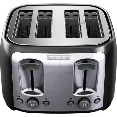 Black + Decker - Extra Large 4 Slice Toaster, 1400 Watts, Black. View a larger version of this product image.