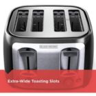 Alternate image 3 for Black + Decker - Extra Large 4 Slice Toaster, 1400 Watts, Black