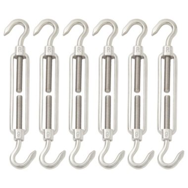 Built Industrial 6 Pack M6 C to C Stainless Steel Turnbuckle Hook and Hook for Wire Rope Tension, Screen Door, Sun Shade (5.7 x 0.35 In). View a larger version of this product image.