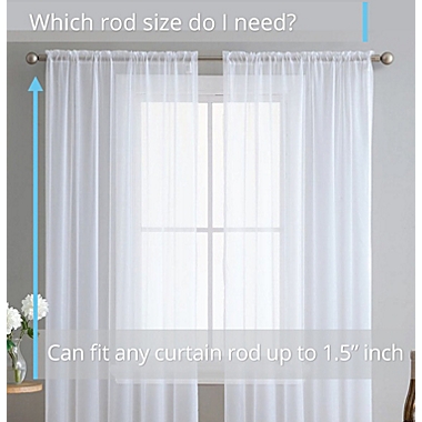 THD Essentials Sheer Voile Window Treatment Rod Pocket Curtain Panels Bedroom, Kitchen, Living Room - Set of 2. View a larger version of this product image.