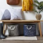 Alternate image 2 for DII Gray and Silver Round Woven Paper Bin with Rope Handles - 12 inches