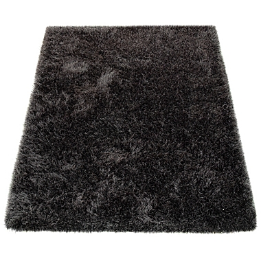 Paco Home Fluffy Shag Rug in Anthracite For Bedroom & Living-Room Glossy Yarn. View a larger version of this product image.