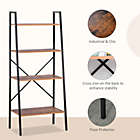 Alternate image 3 for HOMCOM Industrial 4 Tier Ladder Shelf Bookshelf Vintage Storage Rack Plant Stand with Wood Metal Frame for Living Room Bathroom