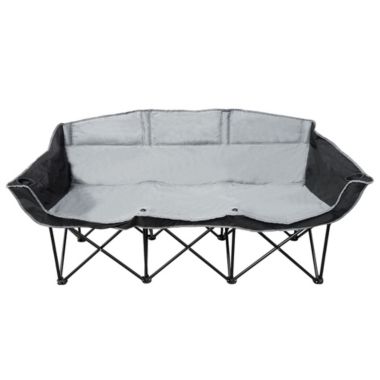 GoTEAM 3 Seat Portable Folding Couch - Foldable Travel Bench Chairs with Carry Case - Perfect for Beach, Camping, Fishing, Soccer and more (Black/Gray). View a larger version of this product image.