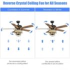 Alternate image 2 for Hooya Imp.& Exp.  52 Inch Crystal Ceiling Fan Lamp w/ 5 Reversible Blades