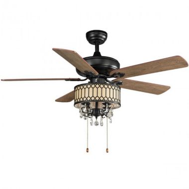 Hooya Imp.& Exp.  52 Inch Crystal Ceiling Fan Lamp w/ 5 Reversible Blades. View a larger version of this product image.