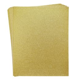 Paper Junkie 24 Sheets Glitter Gold Paper for Crafts, Wedding Invitations, Card Making, Scrapbook, Single Sided (8.5 x 11 In)