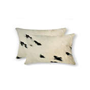 HomeRoots Home Decor. 12 x 20 x 5 White And Black Cowhide  Pillow 2 Pack.