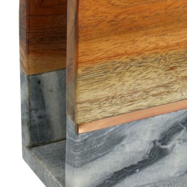 Laurie Gates California Designs 6.25 Inch Acacia Wood and Grey Marble Napkin Holder with Bronze Accent. View a larger version of this product image.