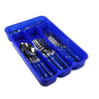 Gibson Home Casual Living 24-Piece Flatware Set, Blue. View a larger version of this product image.