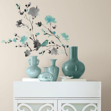 Roommates Decor Blossom WaterColor Bird Branch Wall Decals. View a larger version of this product image.