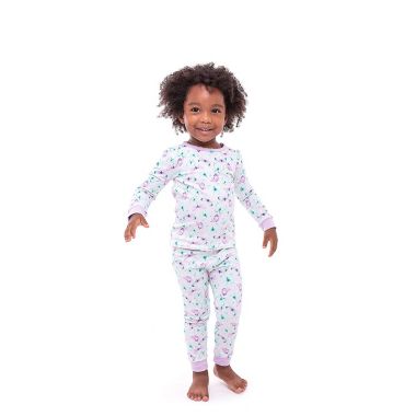 Sleep On It Infant/Toddler Girls Vibrant Butterflies Snug Fit 2-Piece Pajama Sleep Set with Matching Socks. View a larger version of this product image.