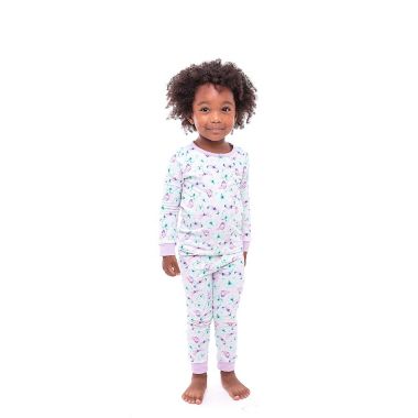 Sleep On It Infant/Toddler Girls Vibrant Butterflies Snug Fit 2-Piece Pajama Sleep Set with Matching Socks. View a larger version of this product image.