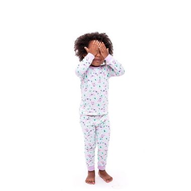 Sleep On It Infant/Toddler Girls Vibrant Butterflies Snug Fit 2-Piece Pajama Sleep Set with Matching Socks. View a larger version of this product image.