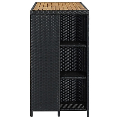 vidaXL Bar Table with Storage Rack Black 47.2"x23.6"x43.3" Poly Rattan. View a larger version of this product image.
