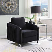 Contemporary Home Living 36" Hathaway Black Velvet Modern Chic Accent Armchair