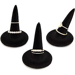 Juvale Black Velvet Finger Ring Holder for Jewelry Display (3-Pack)