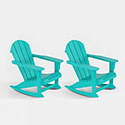 WestinTrends Outdoor Patio Porch Rocking Adirondack Chair (Set of 2), Turquoise