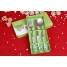 Alternate image 1 for Stock Preferred Korean Style Chinese Stainless Steel Chopsticks Set Fork Spoon Green
