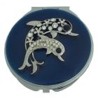 Alternate image 0 for Dolphin and Baby Bejeweled Enamel Compact Mirror Travel Cosmetic Makeup Portable
