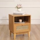 Alternate image 0 for Tolead Nightstand with Natural Rattan Door Rattan Drawer, Wooden Bedside Table End Table