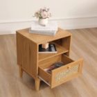 Alternate image 2 for Tolead Nightstand with Natural Rattan Door Rattan Drawer, Wooden Bedside Table End Table