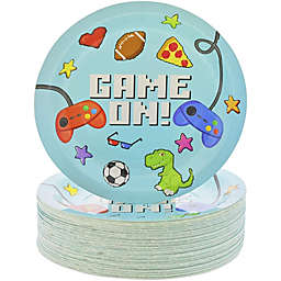 Blue Panda Video Game Paper Plates for Kids Birthday Party (9 Inches, 80 Pack)