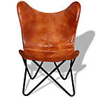 Alternate image 1 for vidaXL Butterfly Chair Brown Real Leather