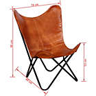 Alternate image 2 for vidaXL Butterfly Chair Brown Real Leather