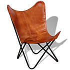 Alternate image 3 for vidaXL Butterfly Chair Brown Real Leather