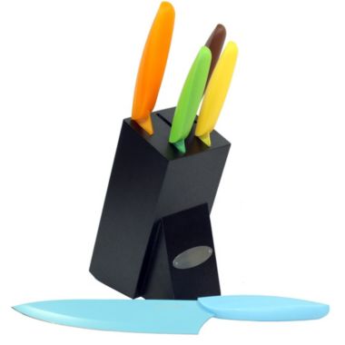 Oceanstar Design Group  KS1217 6-Piece Non-Stick Coating knife set with Block, Elegant Black. View a larger version of this product image.