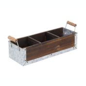 Cheungs Modern Decorative Brown Wood and Metal 3 Slot Organizer with Side Handles