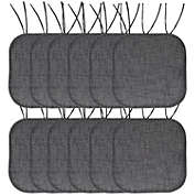 Sweet Home Collection Herringbone Stitch Memory Foam Non-Slip 16" x 16" Chair Cushion Pad with Ties, Black, 12 Pack