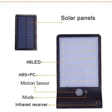 Discount Trends 48 LED Solar Powered Motion Activated Outdoor Security Light W/Mounting Pole. View a larger version of this product image.