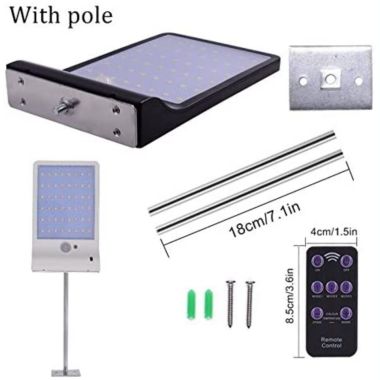 Discount Trends 48 LED Solar Powered Motion Activated Outdoor Security Light W/Mounting Pole. View a larger version of this product image.
