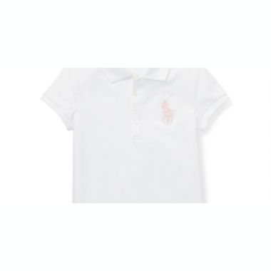 Ralph Lauren Big Girl's Stretch Mesh Polo Shirt White Size Medium. View a larger version of this product image.