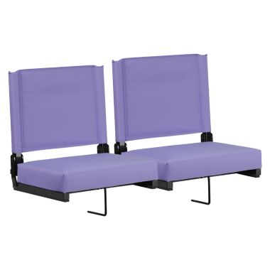 Emma and Oliver Set of 2 500 lb. Rated Lightweight Stadium Chair with Ultra-Padded Seat, Purple. View a larger version of this product image.